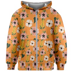 Flower White Pattern Floral Kids  Zipper Hoodie Without Drawstring by Ravend