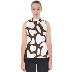 Brown White Cow Mock Neck Shell Top by ConteMonfrey