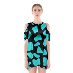 Blue Neon Cow Background   Shoulder Cutout One Piece Dress by ConteMonfrey