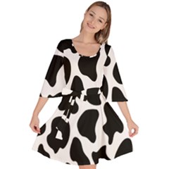 Cow Black And White Spots Velour Kimono Dress by ConteMonfrey