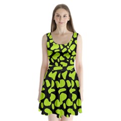 Neon Green Cow Spots Split Back Mini Dress  by ConteMonfrey