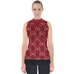 Golden Bees Red Sky Mock Neck Shell Top by ConteMonfrey