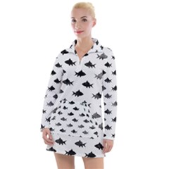 Cute Small Sharks  Women s Long Sleeve Casual Dress by ConteMonfrey