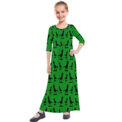 Green Dinos Kids  Quarter Sleeve Maxi Dress by ConteMonfrey