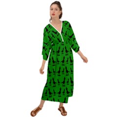 Green Dinos Grecian Style  Maxi Dress by ConteMonfrey