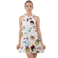 My Neighbor Totoro Cartoon Halter Tie Back Chiffon Dress by danenraven