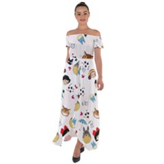 My Neighbor Totoro Cartoon Off Shoulder Open Front Chiffon Dress by danenraven