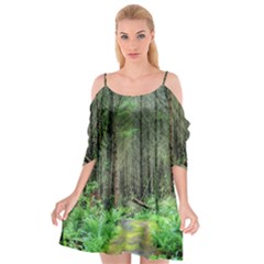 Forest Woods Nature Landscape Tree Cutout Spaghetti Strap Chiffon Dress by Celenk