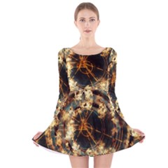 Science Fiction Background Fantasy Long Sleeve Velvet Skater Dress by Wegoenart