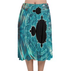 Mandelbrot Apple Fractal Abstract Velvet Flared Midi Skirt by Wegoenart