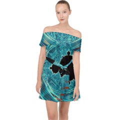 Mandelbrot Apple Fractal Abstract Off Shoulder Chiffon Dress by Wegoenart