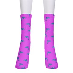 Pink And Blue, Cute Dolphins Pattern, Animals Theme Crew Socks by Casemiro