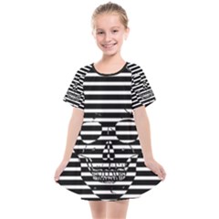 Striped-skull Demonic Skulls-stripe Kids  Smock Dress by Casemiro