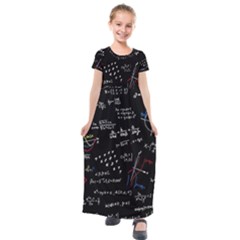 Black Background Text Overlay  Mathematics Formula Kids  Short Sleeve Maxi Dress by danenraven