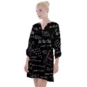 Black Background Text Overlay  Mathematics Formula Open Neck Shift Dress View1