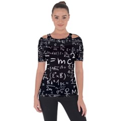 Science Einstein Formula Mathematics Physics Shoulder Cut Out Short Sleeve Top by danenraven