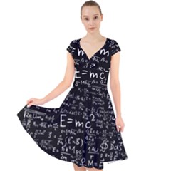 Science Einstein Formula Mathematics Physics Cap Sleeve Front Wrap Midi Dress by danenraven