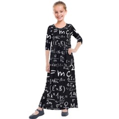 Science Einstein Formula Mathematics Physics Kids  Quarter Sleeve Maxi Dress by danenraven