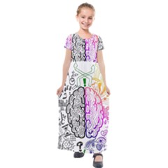 Anatomy Brain Head Medical Psychedelic  Skull Kids  Short Sleeve Maxi Dress by danenraven