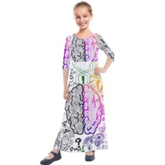 Anatomy Brain Head Medical Psychedelic  Skull Kids  Quarter Sleeve Maxi Dress by danenraven