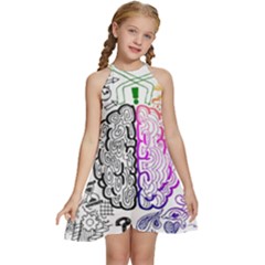 Anatomy Brain Head Medical Psychedelic  Skull Kids  Halter Collar Waist Tie Chiffon Dress by danenraven