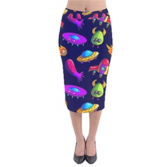 Space Pattern Velvet Midi Pencil Skirt by Ravend