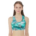 Sea Wave Seamless Pattern Sports Bra with Border View1