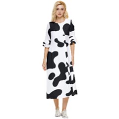 Cow Pattern Double Cuff Midi Dress by Wegoenart