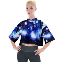 Tardis Background Space Mock Neck Tee by Jancukart