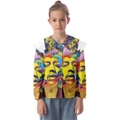 Psychedelic Rock Jimi Hendrix Kids  Peter Pan Collar Blouse by Jancukart