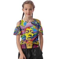 Psychedelic Rock Jimi Hendrix Kids  Butterfly Cutout Tee by Jancukart