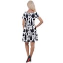 Wine Pattern Black White Cap Sleeve Velour Dress  View2