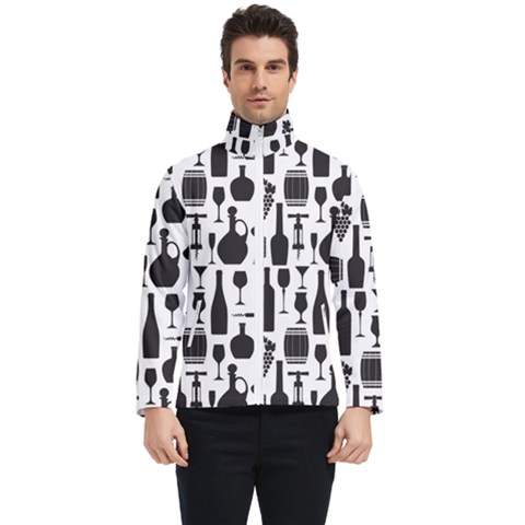 Wine Pattern Black White Men s Bomber Jacket by Jancukart