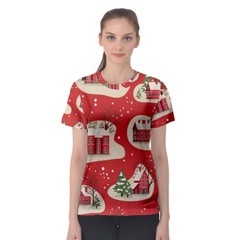 Christmas New Year Seamless Pattern Women s Sport Mesh Tee by Jancukart