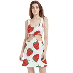 Seamless-pattern-fresh-strawberry Velvet Cutout Dress by Jancukart