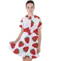 Seamless-pattern-fresh-strawberry Short Sleeve Shoulder Cut Out Dress  View1