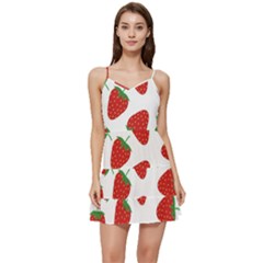 Seamless-pattern-fresh-strawberry Short Frill Dress by Jancukart