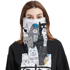 Cute Cat Hand Drawn Cartoon Style Face Covering Bandana (triangle) by Jancukart