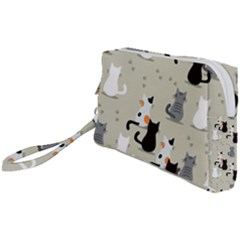 Cute-cat-seamless-pattern Wristlet Pouch Bag (small) by Jancukart