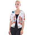 Nautical-elements-pattern-background Cropped Button Cardigan View1