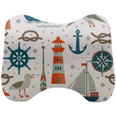 Nautical-elements-pattern-background Head Support Cushion by Jancukart