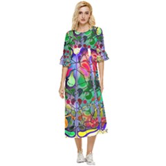 Brain Head Mind Man Silhouette Double Cuff Midi Dress by Wegoenart