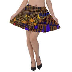 Binary Code Transformation Velvet Skater Skirt by Wegoenart