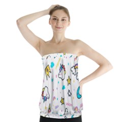 Unicorns-rainbows-seamless-pattern Strapless Top by Jancukart