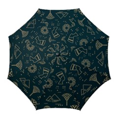 Dark-seamless-pattern-symbols-landmarks-signs-egypt -- Golf Umbrellas by Jancukart