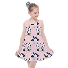 Pandas Pattern Panda Bear Kids  Summer Dress by Wegoenart