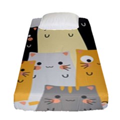 Seamless Pattern Cute Cat Cartoons Fitted Sheet (single Size) by Wegoenart