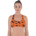 Halloween Card With Bats Flying Pattern Cross Back Hipster Bikini Top  View1