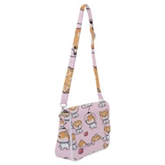 Set Kawaii Smile Japanese Dog Cartoon Shoulder Bag With Back Zipper by Wegoenart