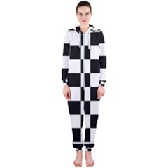 Chess Board Background Design Hooded Jumpsuit (ladies) by Wegoenart